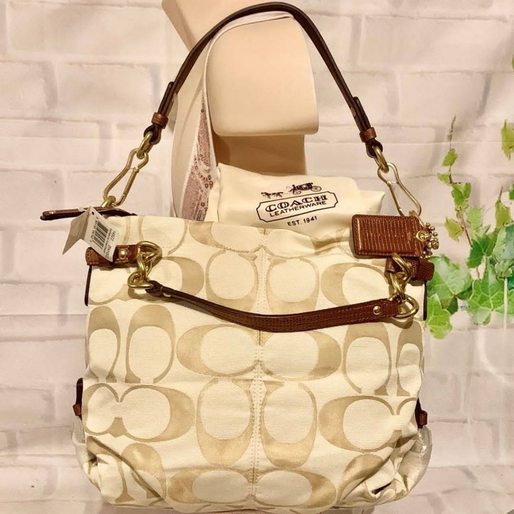 🌺COACH 14823 🌺 OTTOMAN KHAKI SADDLE SIGNATURE LOGO SATCHEL MSRP $298